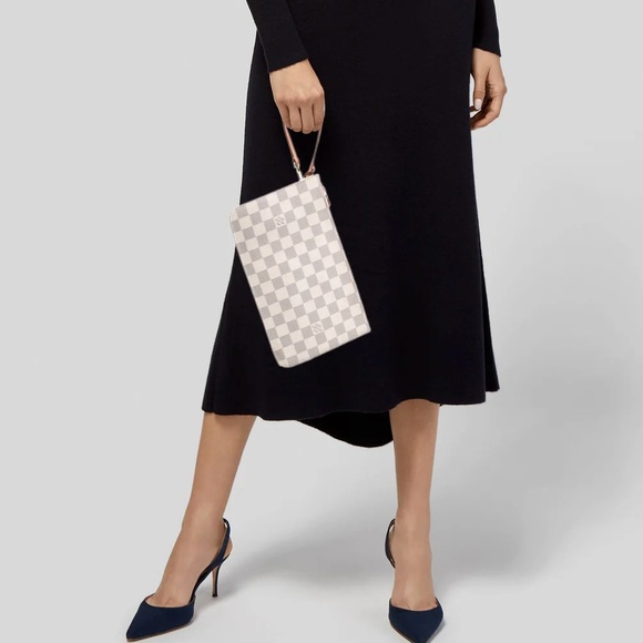 Louis Vuitton Damier Azur Neverfull MM Pouch, Rose Ballerine Pink Interior, COA - Picture 4 of 15